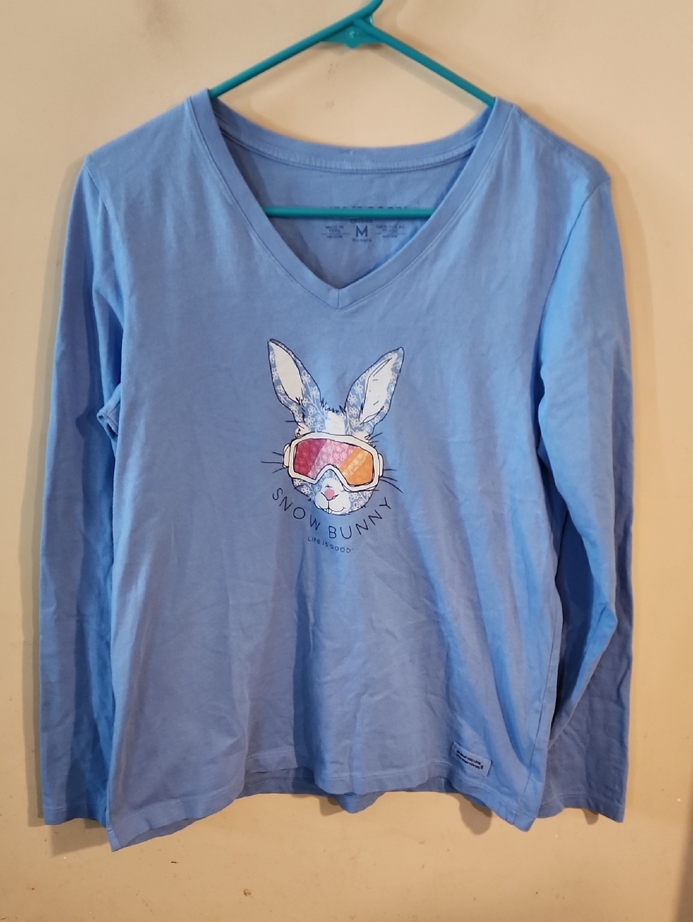 Life Is Good Light Blue 'Snow Bunny' V-Neck Long Sleeve Top